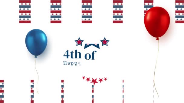 Buon Luglio Usa Independence Day Luglio Testo Animazione Filmati Vacanze — Video Stock