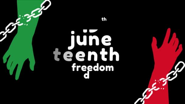 Δεκάτη Ιουνίου Ημέρα Ελευθερίας Ιουνίου Επίπεδο Κείμενο Διακοπών Κινούμενα Γραφικά — Αρχείο Βίντεο
