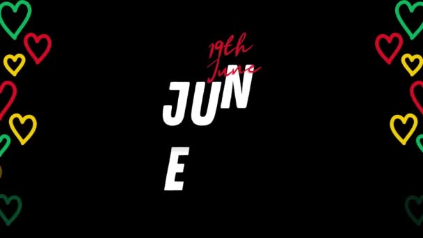 Juni Dag Van Vrijheid Juni Platte Vakantie Tekst Animatie Beweging — Stockvideo