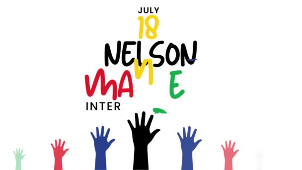 Міжнародний День Нельсона Мандели Липня Кольоровим Фоновим Текстом Анімації Кадрів — стокове відео