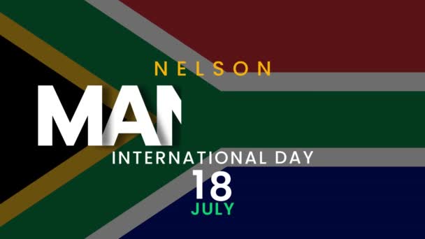 Nelson Mandela Dia Internacional Julho Com Fundo Colorido Animação Texto — Vídeo de Stock