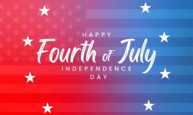 4 Temmuz Bağımsızlık Günü 'nde havai fişek ve Amerikan bayrağıyla bayrak şablonu