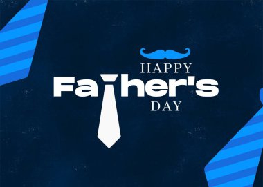 Babalar günün kutlu olsun tipografi afişi, babalar günü geçmişi bıyıklı ve kravatlı.