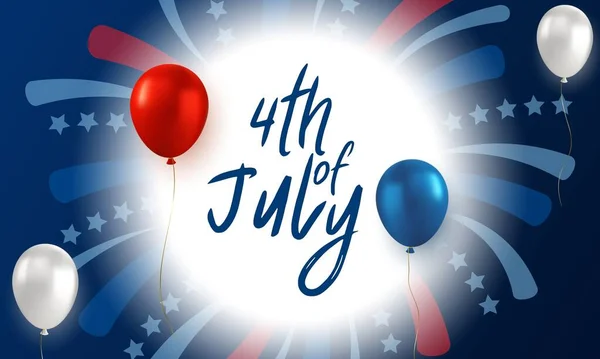 Ιουλίου Χαρούμενη Ημέρα Ανεξαρτησίας Πρότυπο Πανό Διακοπών Πυροτεχνήματα Και Σημαία — Φωτογραφία Αρχείου