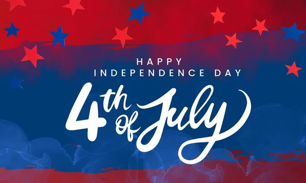 Juli Happy Independence Day Banner Sjabloon Met Vuurwerk Usa Vlag — Stockfoto