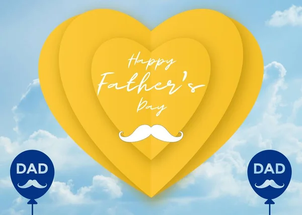 Baner Typograficzny Happy Father Day Tło Dnia Ojca Wąsami Krawatem — Zdjęcie stockowe