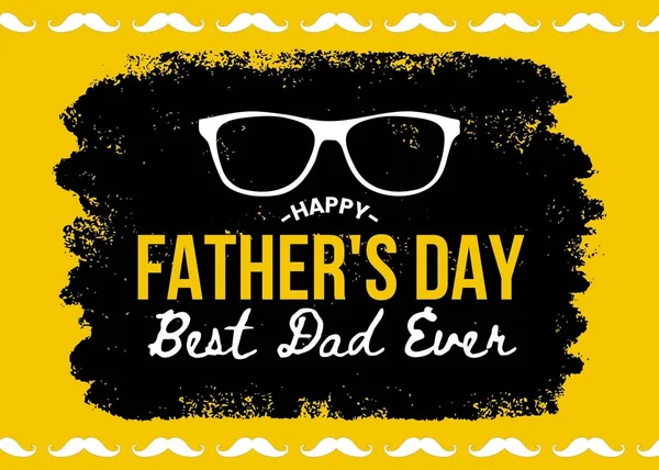 幸せな父の日のタイポグラフィのバナー 口ひげ 弓とネクタイで父の日の背景 最高のお父さんこれまで — ストック写真