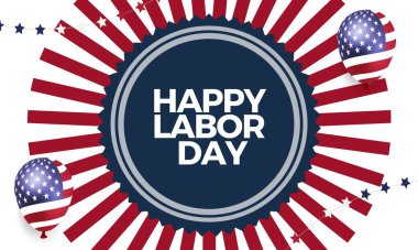 Mutlu İşçi Bayramı afiş şablonu. ABD İşçi Bayramı bayrağıyla kutlandı