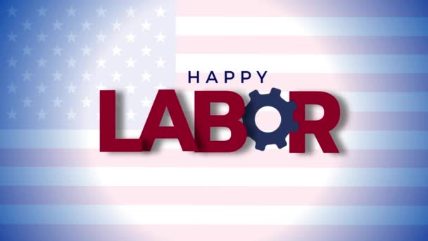 Happy Labor Day Video Animasi Teks Hari Buruh Amerika Serikat — Stok Video