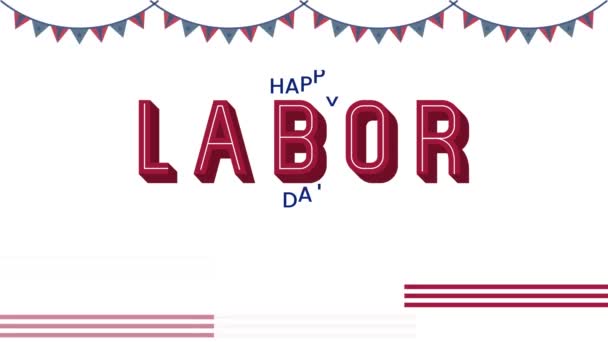 Happy Labor Day Vídeo Eua Dia Trabalho Animação Texto Imagens — Vídeo de Stock