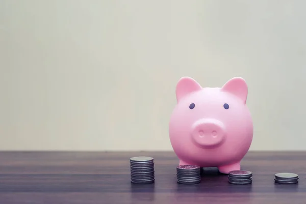 stock image Save money and account banking for finance concept, Piggy bank with coin on blurred background, Save Monney for Investors Using Internet to Trade Stocks or Trade Fund