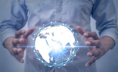 Teknoloji çağı, modern çağda teknoloji kullanımı, internet ağı ile bağlantı, internet ile iletişim, dünya çapında sınır tanımadan iletişim.