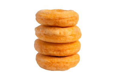 Çörekler, pastane abur cuburları, sağlıksız beyaz arka planda izole edilmiş, kırpma yolları.