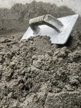 İnşaat konsepti, beton, çimento, kum karışımı inşaat için güçlü bir beton, çimento tozu.