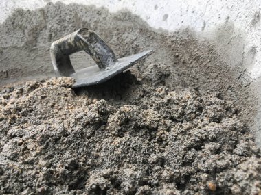 İnşaat konsepti, beton, çimento, kum karışımı inşaat için güçlü bir beton, çimento tozu.
