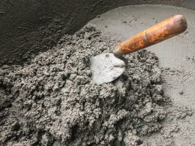 İnşaat konsepti, beton, çimento, kum karışımı inşaat için güçlü bir beton, çimento tozu.