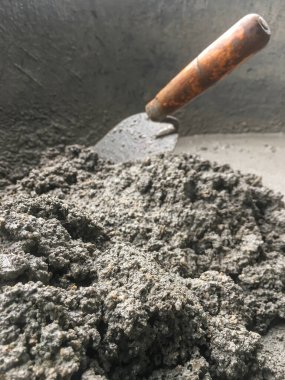 İnşaat konsepti, beton, çimento, kum karışımı inşaat için güçlü bir beton, çimento tozu.