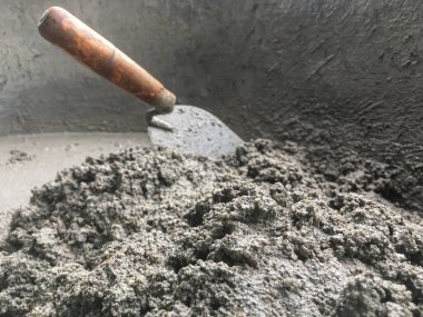 İnşaat konsepti, beton, çimento, kum karışımı inşaat için güçlü bir beton, çimento tozu.
