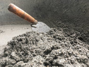 İnşaat konsepti, beton, çimento, kum karışımı inşaat için güçlü bir beton, çimento tozu.