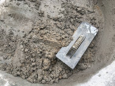 İnşaat konsepti, beton, çimento, kum karışımı inşaat için güçlü bir beton, çimento tozu.