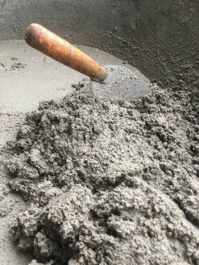 İnşaat konsepti, beton, çimento, kum karışımı inşaat için güçlü bir beton, çimento tozu.