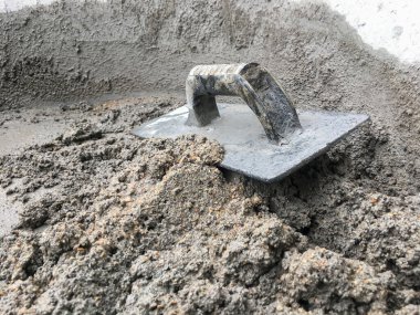 İnşaat konsepti, beton, çimento, kum karışımı inşaat için güçlü bir beton, çimento tozu.