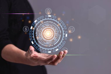 İnsan el ele tutuşma teknolojisi, Finansal çevrimiçi, İnternet bankacılığı, Finansal işlemler ve online yatırım kavramı