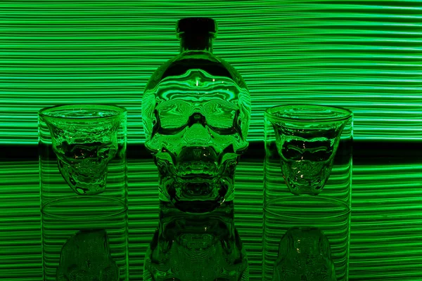Cabeza Cristal Vodka Con Lightpainting Led — Foto de Stock