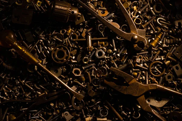 Sürgülerin Fındıkların Vidaların Yıkama Makinelerinin Metal Aletlerin Arka Planı — Stok fotoğraf