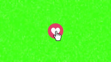 Yeşil arkaplanda tıklanan Aşk Sembolü