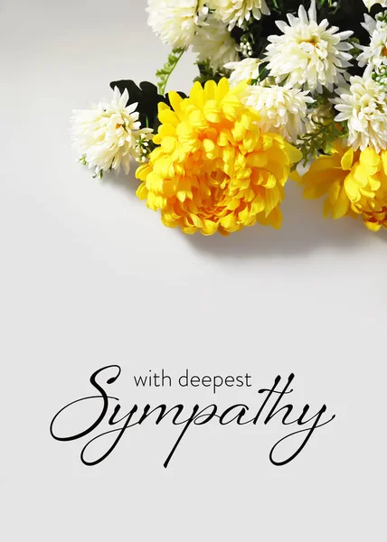 Sympathy card with chrysanthemum flowers