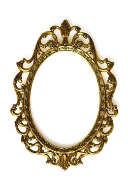 Boş barok resim çerçevesi beyaz arkaplanda izole edildi