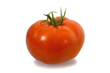 Beyaz arka planda taze olgun domates.