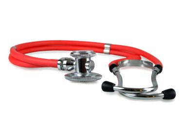 Beyaz arka plan üzerinde izole stetoskop. Sağlık kavramı 