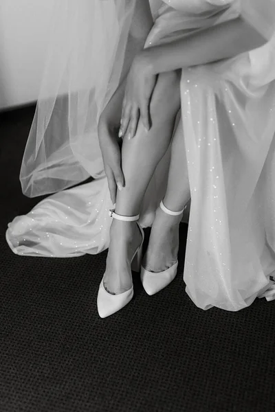 Sapatos Casamento Noiva Moda Bonita — Fotografia de Stock