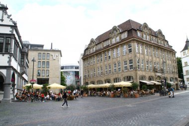 Paderborn, Kuzey Ren-Vestfalya, Almanya, Juli, 18, 2020, Açık Gastronomi Barı olan restoran manzarası