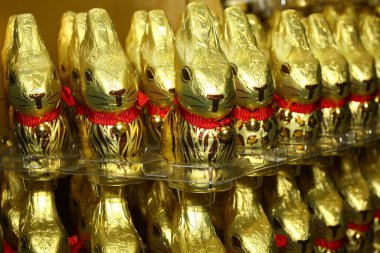 Paskalya 2025 için paskalya tavşanlarının yakın çekimleri.