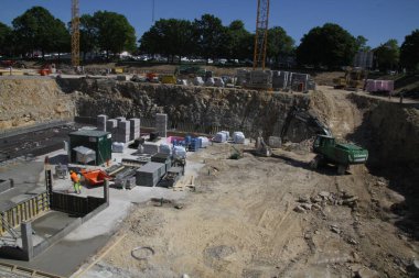 Paderborn, Kuzey Ren-Vestfalya, Almanya, 12 Mayıs 2025, Paderborn Üniversitesi 'nin genişletilmesi için inşaat çalışmaları,