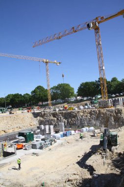 Paderborn, Kuzey Ren-Vestfalya, Almanya, 12 Mayıs 2025, Paderborn Üniversitesi 'nin genişletilmesi için inşaat çalışmaları,
