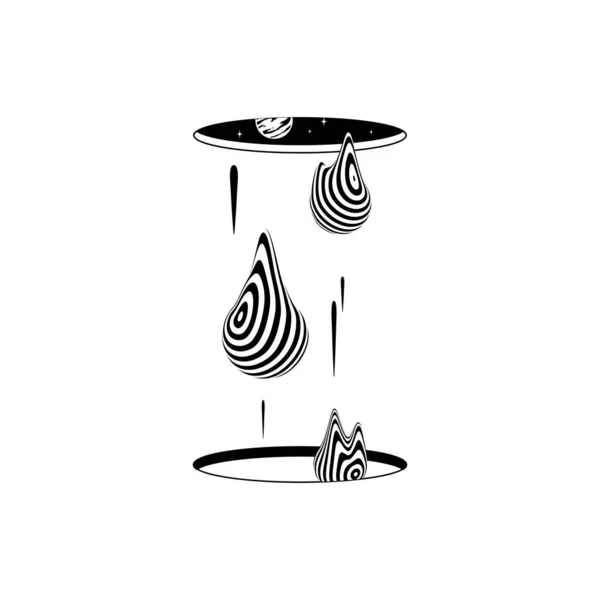 Гипнотическая Оптическая Векторная Иллюстрация Абстрактные Многомерные Волны Жидкие Капли Протекающие Векторная Графика
