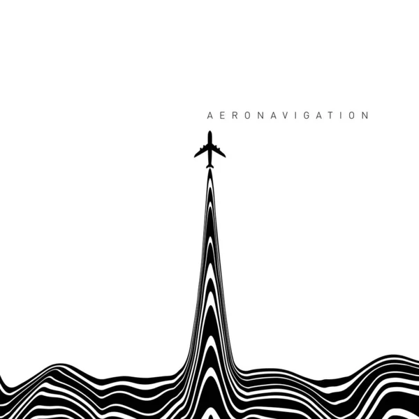 Гипнотическая Оптическая Векторная Иллюстрация Многомерные Волны Вытекающие Самолета Текст Аэронавигации Лицензионные Стоковые Векторы