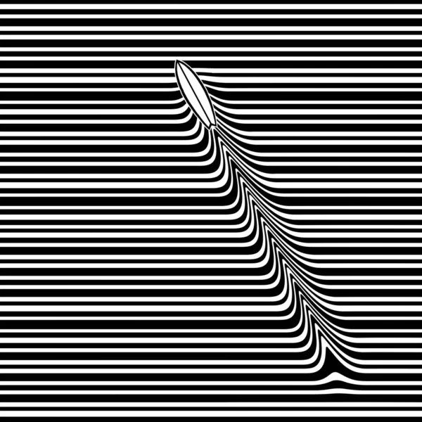 Hypnotic Optical Vector Illustration Multidimensional Sea Waves Sup Board Drifting Vektorová Grafika