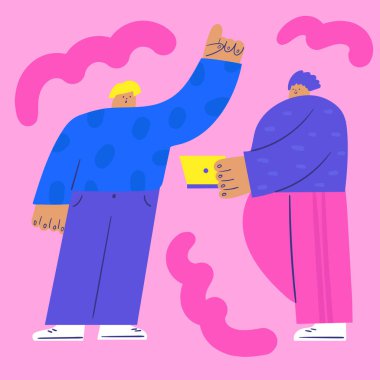 Öğrenciler ödevden bahsediyor. Üniversitede, üniversitede öğrenci hayatı. Öğrencilerin faaliyetlerini, tartışmalarını, öğrenmelerini, mezun olmalarını, çalışma sürecini gösteren sevimli vektör çizim konsepti.