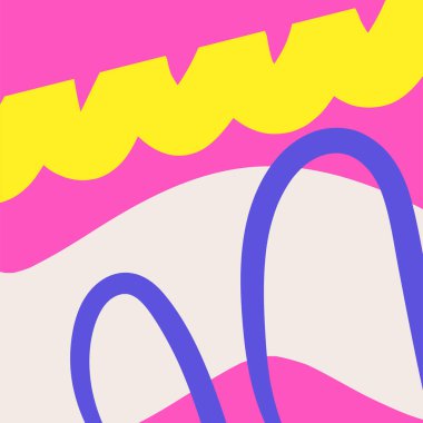 El çizimi soyut çocuk tarzı arka plan. Sevimli karalama modası sanatı şekillendirir. Komik kart, kapak, basit şekilli sanat eserleri. Modern dağınık resimleme