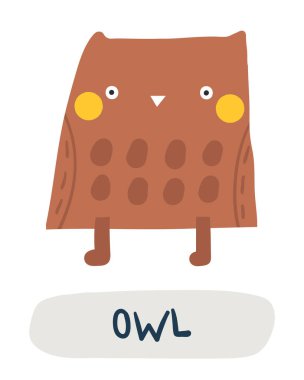 Sonbahar doğası hafıza kartı. Çocuklar için İngilizce kelimeler öğreniyorum. Baykuşlu güzel bir el çizimi eğitim kartı. Okul öncesi öğrenme materyali