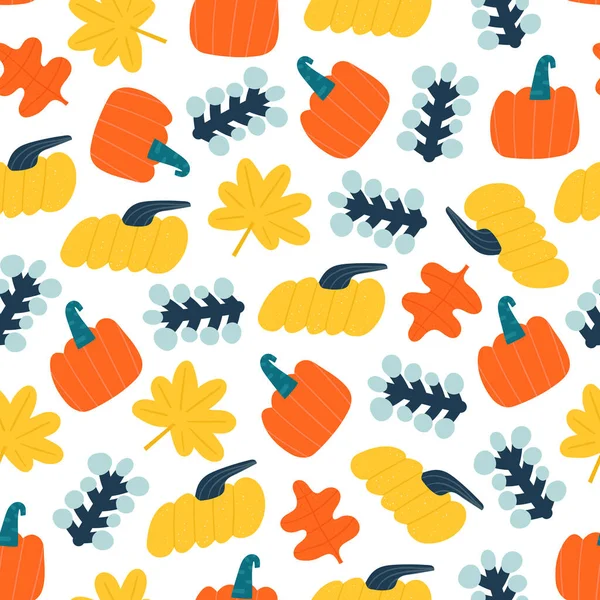 Niedliches Herbstliches Nahtloses Muster Lustiges Handgezeichnetes Doodle Muster Mit Naturelementen — Stockvektor
