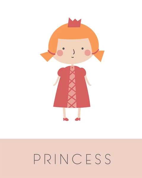 Märchenkarteikarte Englische Wörter Für Kinder Lernen Nettes Handgezeichnetes Doodle Bildungskarte — Stockvektor