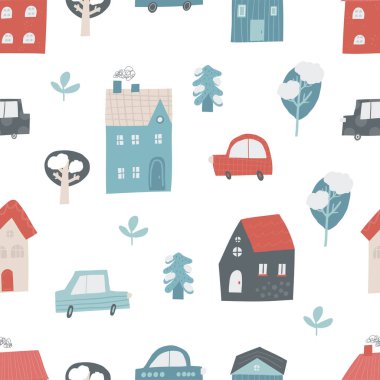 Güzel bir kış Noel 'i, kusursuz bir düzen. Komik el çizimleri, evler, arabalar, ağaçlar, şehir, köy ve kırsal bölgelerde tekrarlanabilir desenler çiziyor. Kış mevsimi, Noel, kutup, kutup temalı arka plan