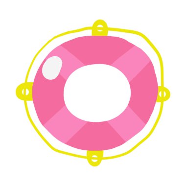 Güzel bir korsan temalı kompozisyon, komik elle çizilmiş kartpostal can simidi, okyanus, havuz temizleme ekipmanları. Denizci, Karayip nesneleri, klipsli sanat seti