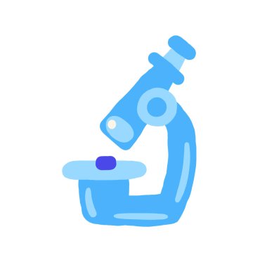 Şirin bilim temalı kompozisyon, komik el çizimi karalama mikroskobu olan kartpostal. Okul, bilim, eğitim amacı